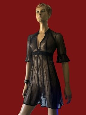 FREE PEOPLE  GOTH STYLE SHEER BABY DOLL TUNIC DRESS  SZ S